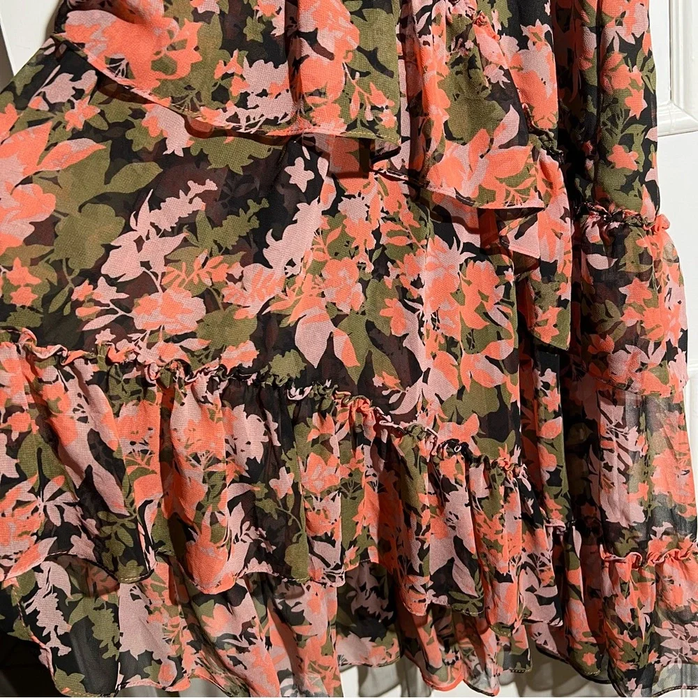 MISA Floral Ruffle Sleeve High Low Hem BoHo Dress - Picture 5 of 8